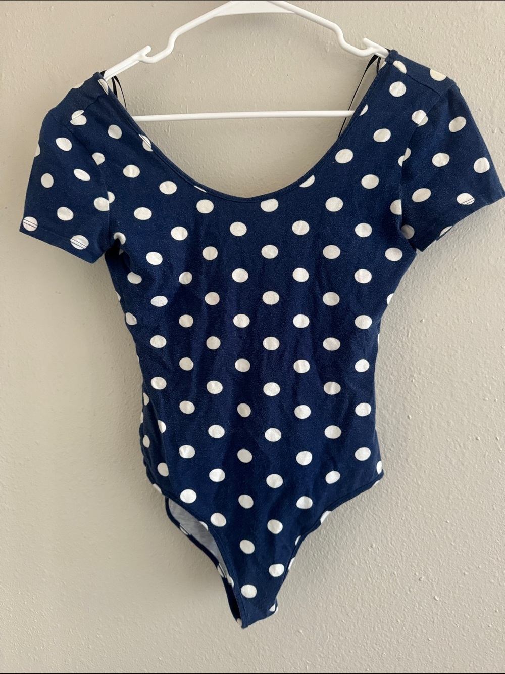 Forever 21 Navy and White Polka Dot One-Piece Bodysuit